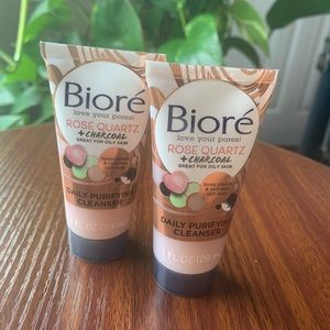 NEW - Biore Rose Quartz + Charcoal Daily Purifying Cleanser